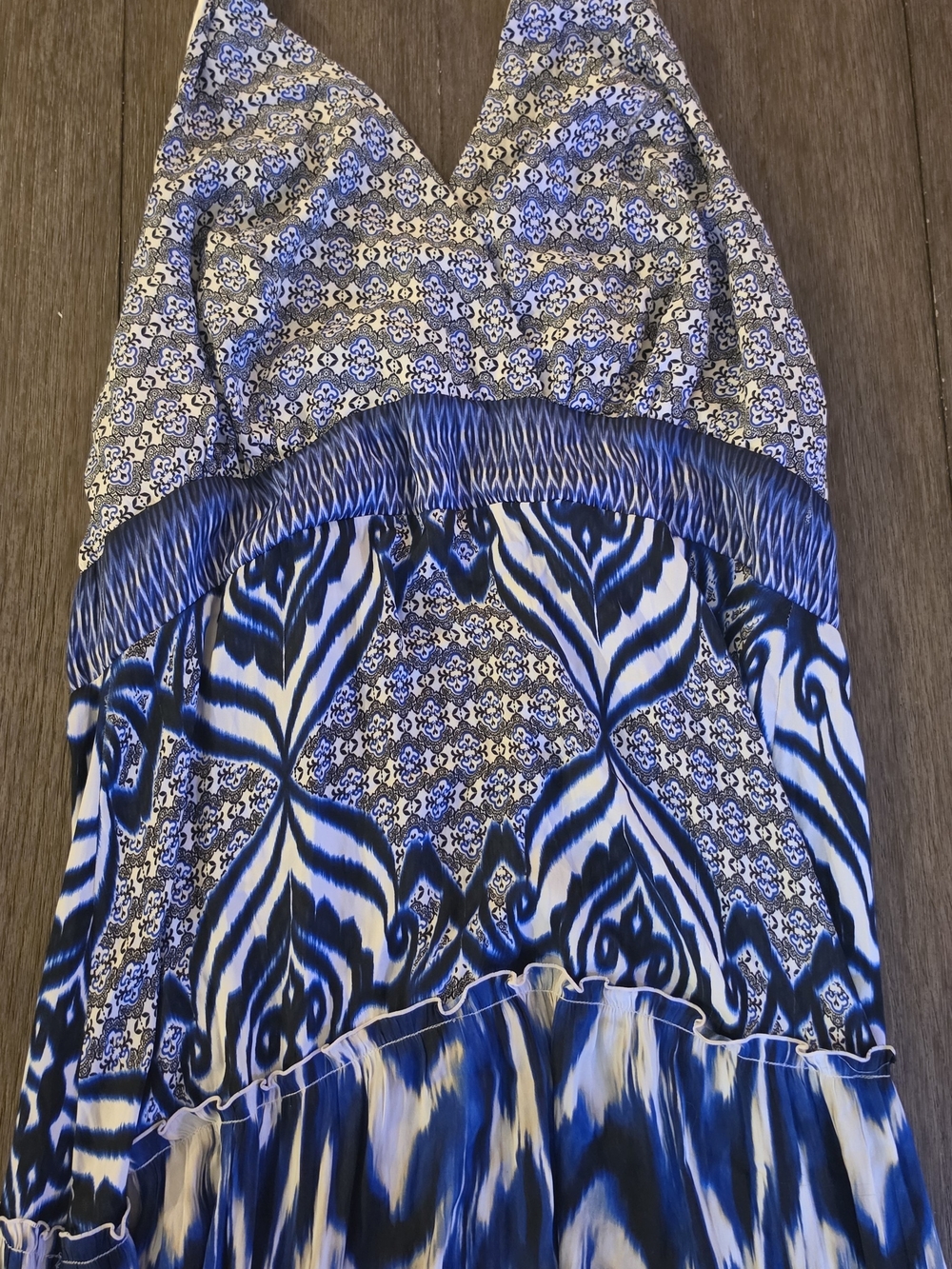 New York Company Eva Mendes Blue Patterned Maxi Dress Size XL